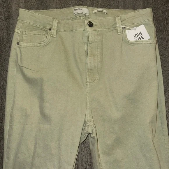 Bershka Kick Flair Jeans (Green, Size USA 10, NEW, Tags Included) - Picture 3 of 10